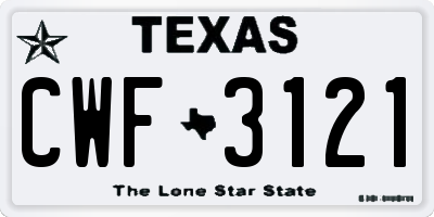 TX license plate CWF3121