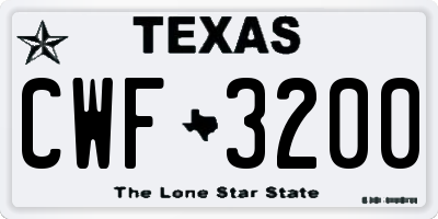 TX license plate CWF3200