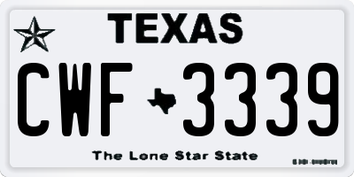 TX license plate CWF3339
