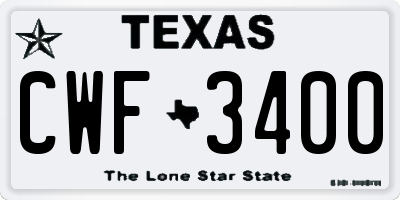 TX license plate CWF3400
