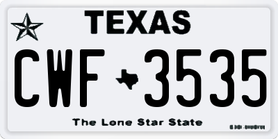 TX license plate CWF3535