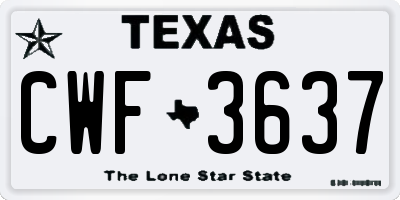 TX license plate CWF3637