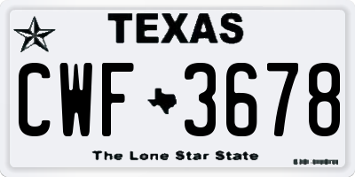 TX license plate CWF3678