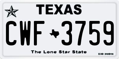 TX license plate CWF3759