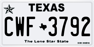 TX license plate CWF3792