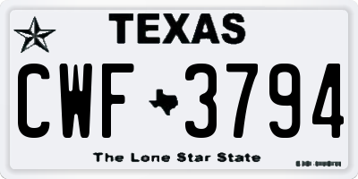TX license plate CWF3794
