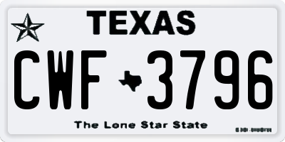 TX license plate CWF3796