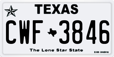 TX license plate CWF3846