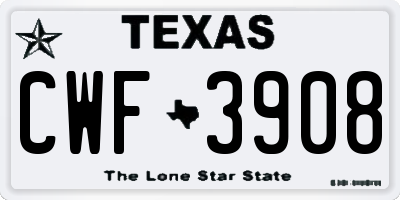 TX license plate CWF3908