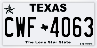 TX license plate CWF4063