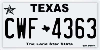 TX license plate CWF4363