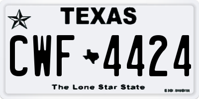 TX license plate CWF4424
