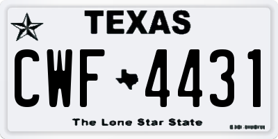 TX license plate CWF4431