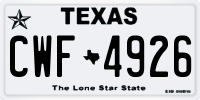 TX license plate CWF4926