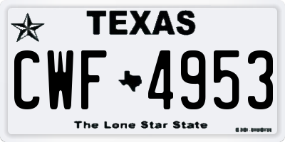 TX license plate CWF4953
