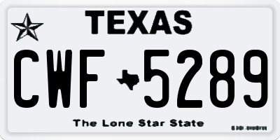 TX license plate CWF5289