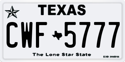 TX license plate CWF5777