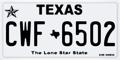 TX license plate CWF6502