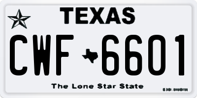 TX license plate CWF6601