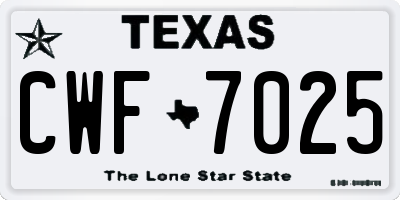 TX license plate CWF7025