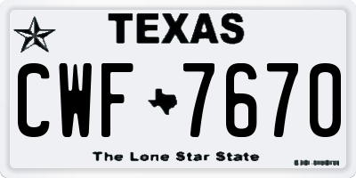 TX license plate CWF7670