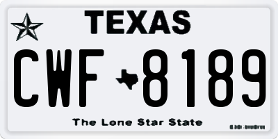 TX license plate CWF8189