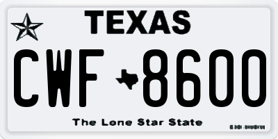 TX license plate CWF8600
