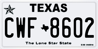 TX license plate CWF8602