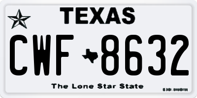 TX license plate CWF8632