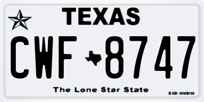 TX license plate CWF8747