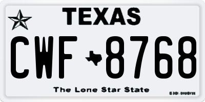 TX license plate CWF8768