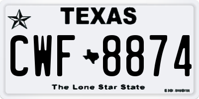 TX license plate CWF8874