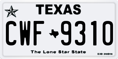 TX license plate CWF9310