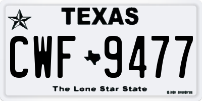 TX license plate CWF9477