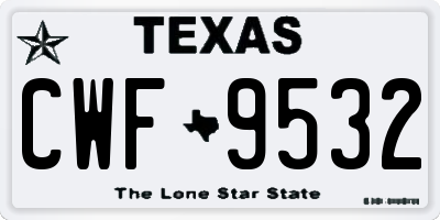 TX license plate CWF9532
