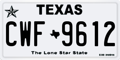 TX license plate CWF9612
