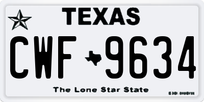 TX license plate CWF9634