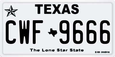 TX license plate CWF9666
