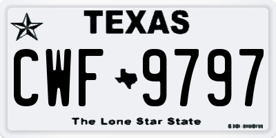 TX license plate CWF9797