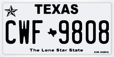 TX license plate CWF9808