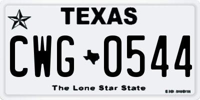 TX license plate CWG0544