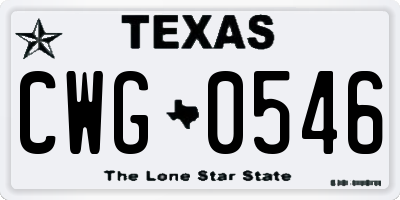 TX license plate CWG0546