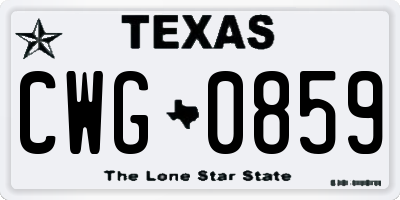 TX license plate CWG0859