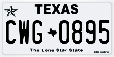 TX license plate CWG0895