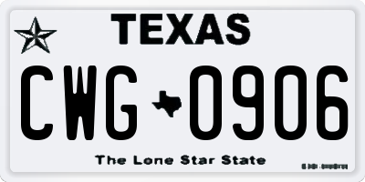 TX license plate CWG0906