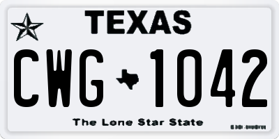 TX license plate CWG1042