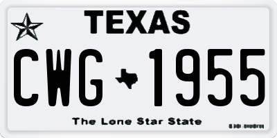 TX license plate CWG1955