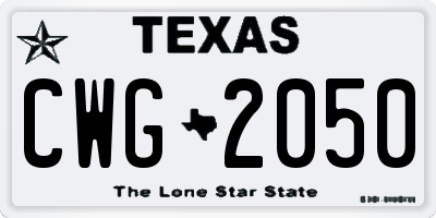 TX license plate CWG2050