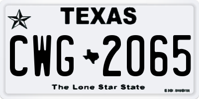 TX license plate CWG2065