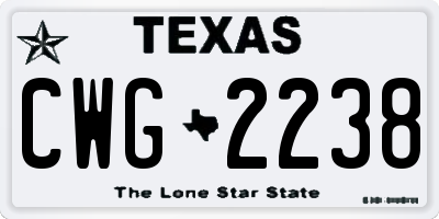 TX license plate CWG2238